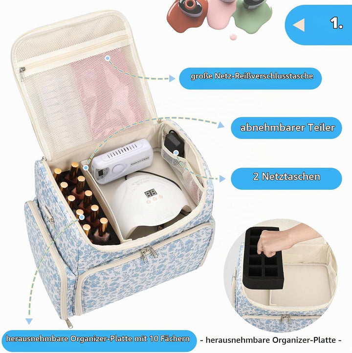 Nagelkoffer mit Extra Grosser Kapazität – Nagellack Koffer für 86 bis 100+ Flaschen &amp; Nagellampe, Do