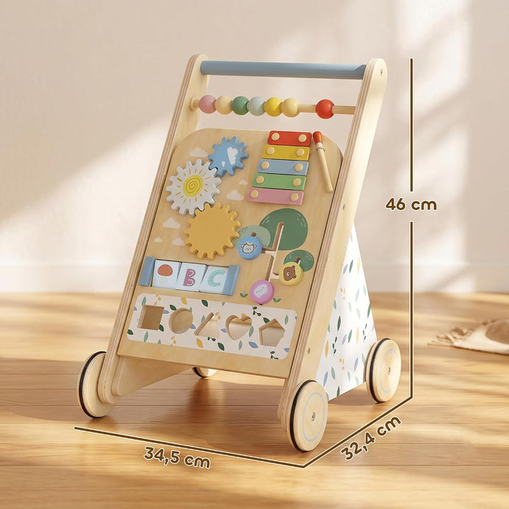 AIYAPLAY Baby Lauflernwagen Holz Gehhilfe mit Rädern ab 18 Monaten | Regulierbare Geschwindigkeit, L