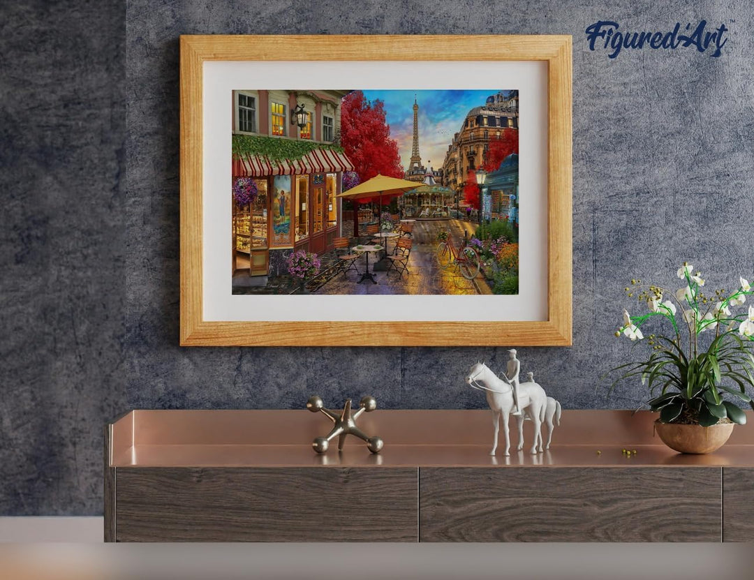 Figured'Art Malen Nach Zahlen Erwachsene Mit Rahmen Veranda in Paris - Paint by Numbers Basteln DIY