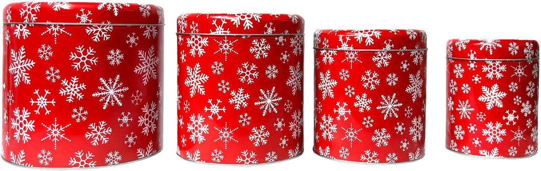 Brandsseller 4er-Set Weihnachtsdosen rund aus Metall – Plätzchendosen für Kekse, Gebäck &amp; Geschenke