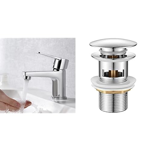 Ibergrif M11057 Wasserhahn Bad-Mischbatterie & M20502, Universal Ablaufgarnitur POP UP- Anti-Blockin