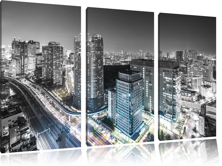Pixxprint Moderne Architektur in Tokio / 3-Teilig/Gesamtmass 120cm Leinwandbild bespannt auf Holzrah