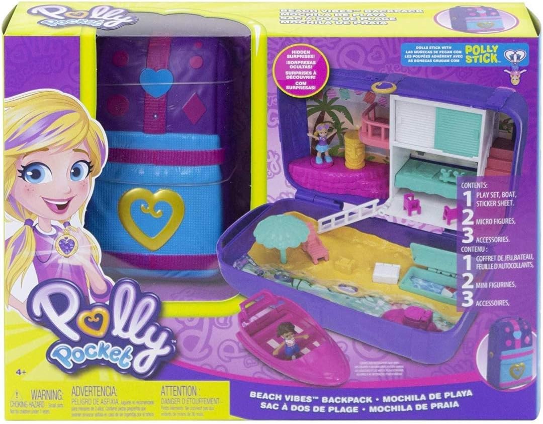Polly Pocket FRY40 Hidden Places Strand Rucksack Spielset, Lila Single, Single