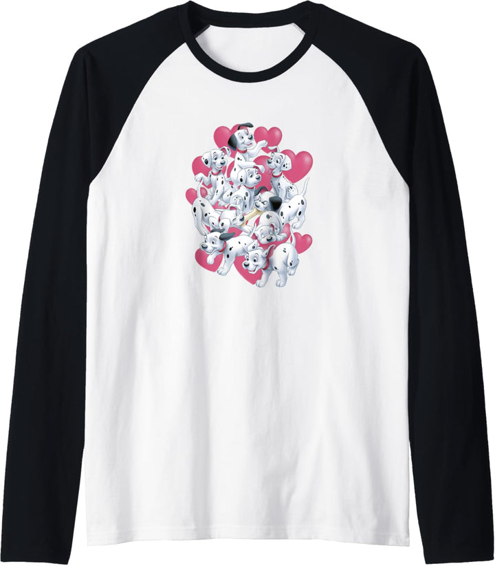 Disney 101 Dalmatians Valentinstag Puppies & Hearts Raglan