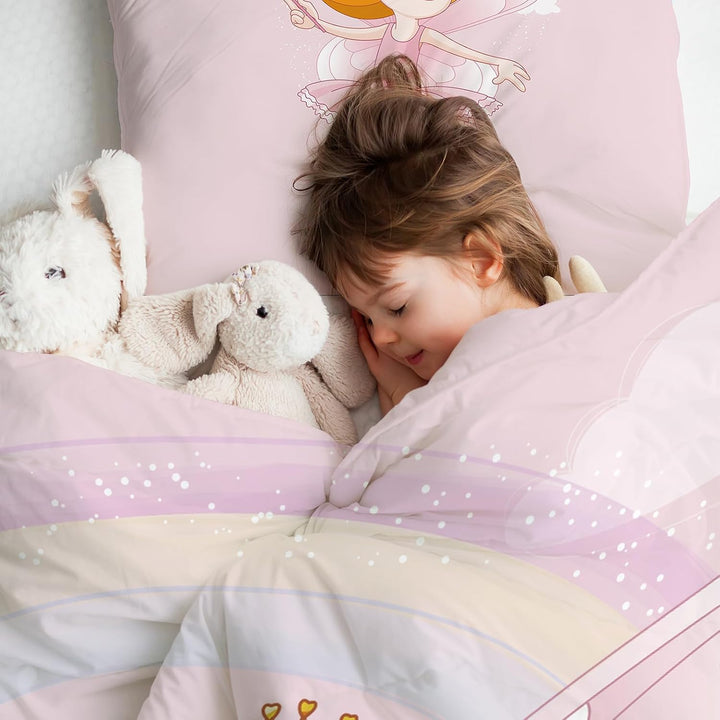 DJDEA Kinderbettwäsche 100x135 cm - Kinder Bettwäsche Feen Elfen, Weich Mikrofaser Baby Bettwäsche f