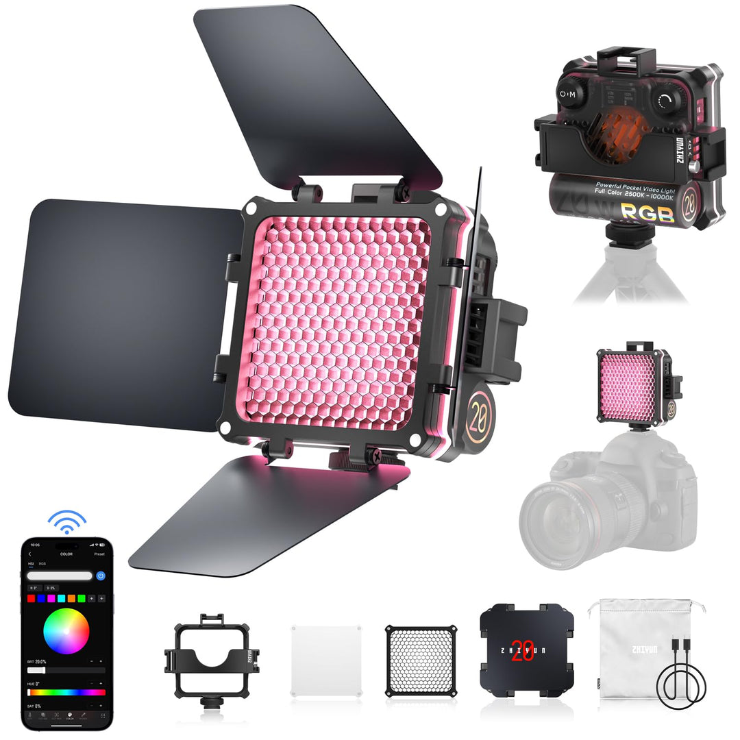 ZHIYUN Fiveray M20C Combo [Official] Videolicht RGB 20W, LED Streaming Licht, Magnetisch Videoleucht