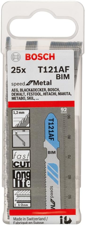 Bosch Professional 25x Stichsägeblatt T 121 AF Speed for Metal (für Stahlbleche, Zubehör Stichsäge)