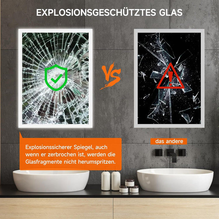 Dripex LED Badspiegel 80x60cm, Badezimmerspiegel mit Bluetooth und Steckdose 60L x 80B cm mit Steckd