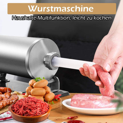 COSTWAY 3,6L / 4,8L Wurstfüller manuell, Wurstmaschine aus Edelstahl, Wurstfüllmaschine inkl. 4 Füll