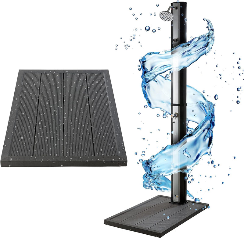 Arebos Bodenelement für Solardusche, Poolleiter oder Pool | Anthrazit | 101 x 63 x 5,5 cm | Bodenpla