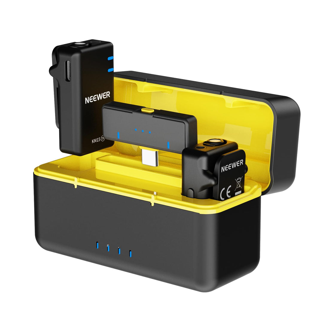NEEWER KM15 Drahtloses Lavalier Mikrofon System Kompatibel mit iPhone Android Phone PC Computer, Min