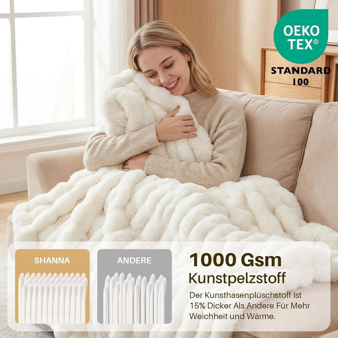 Kuscheldecke Kaninchen Plüsch Decke Super Soft Wohndecke Dick 1000 G/M² Flanell Decke Couchdecke War