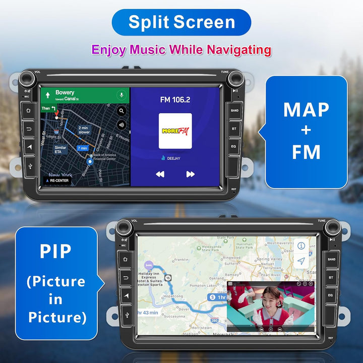 Android Autoradio mit Navi Bildschirm für VW Golf 5 6 Seat Passat Sharan Tiguan, Wireless Android Au