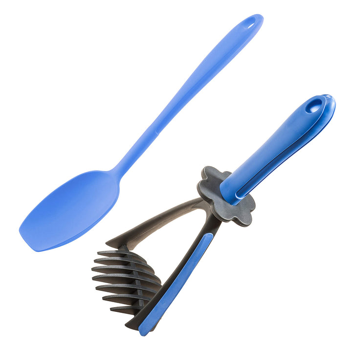 Kochblume Kartoffelstampfer & Sossenlöffel L 2er Set | Premium-Silikon | Hitzbeständig | Spülmaschin