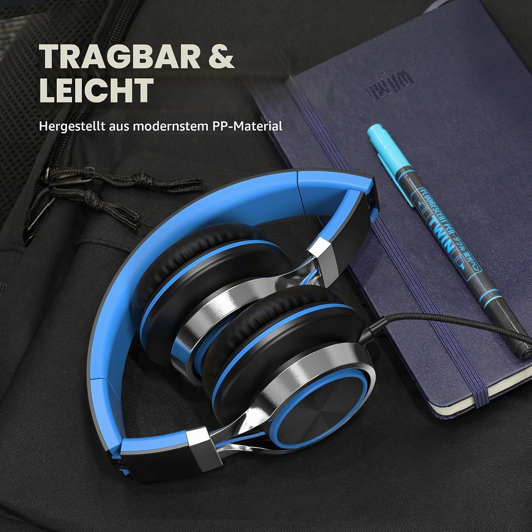 AILIHEN C8 Kopfhörer mit Kabel Mikrofon und Lautstärkeregler Faltbar 3,5mm Headsets On-Ear für Smart