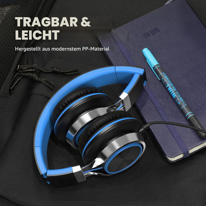 AILIHEN C8 Kopfhörer mit Kabel Mikrofon und Lautstärkeregler Faltbar 3,5mm Headsets On-Ear für Smart