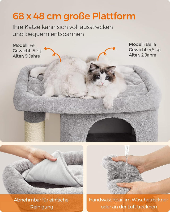 Feandrea Kratzbaum, 101 cm Katzenbaum, XL, Katzenhaus für extra grosse Katzen bis zu 20 kg, grosse P