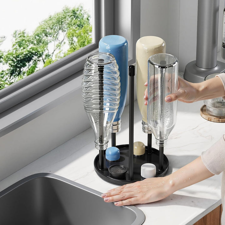 Flaschenhalter für SodaStream - Premium Abtropfhalter aus Keramik Abtropfständer mit Abtropfwanne fü