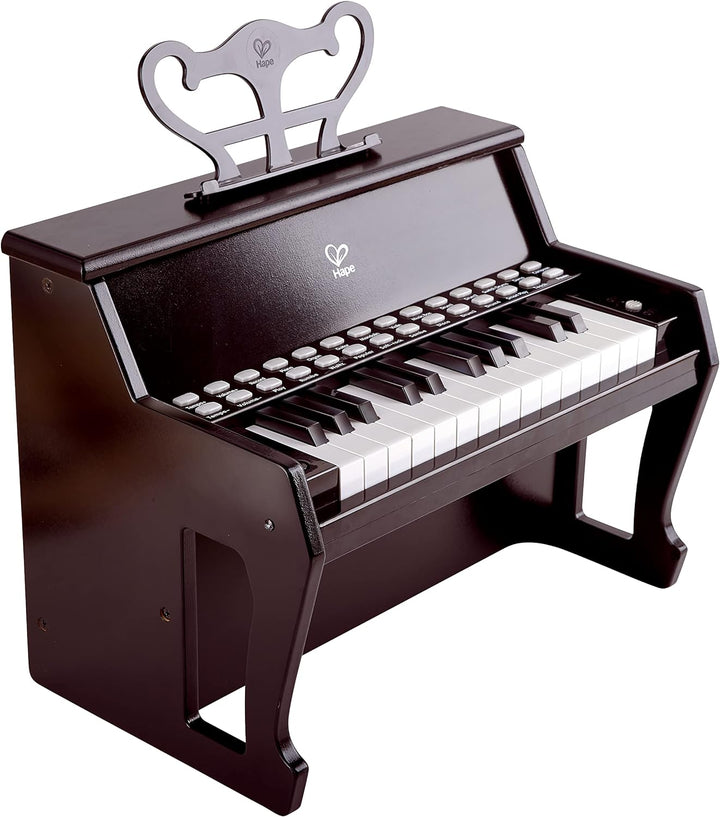 Hape elektrisches Leuchttasten-Piano mit 25 Tasten, schwarz mit 6 Rhythmen und 8 Melodien, ab 3 Jahr