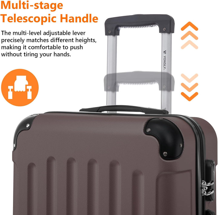 Gepäck Suitcase Reisekoffer, Trolley Rollkoffer Handgepäck, Hartschalenreisekoffer mit 360° Lenkroll
