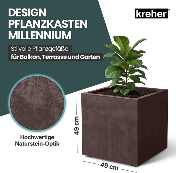 Kreher XL Pflanzkasten Millennium in verschiedenen Formaten und Farben. Tolle Naturstein Optik in Br