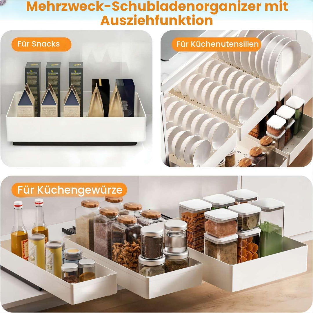 3 Grössen Ausziehbare Schublade Küche Teleskopschublade, Schubladen Organizer Küche Schrank Organize