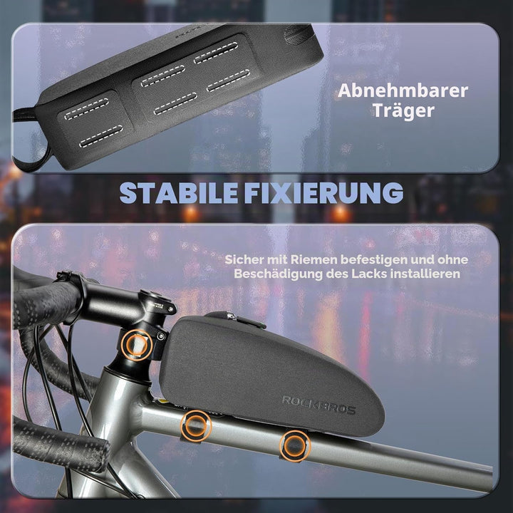 ROCKBROS Fahrrad Rahmentasche wasserdichte Fahrradtasche MTB Lenkertasche Oberrohrtasche Schwarz 1L
