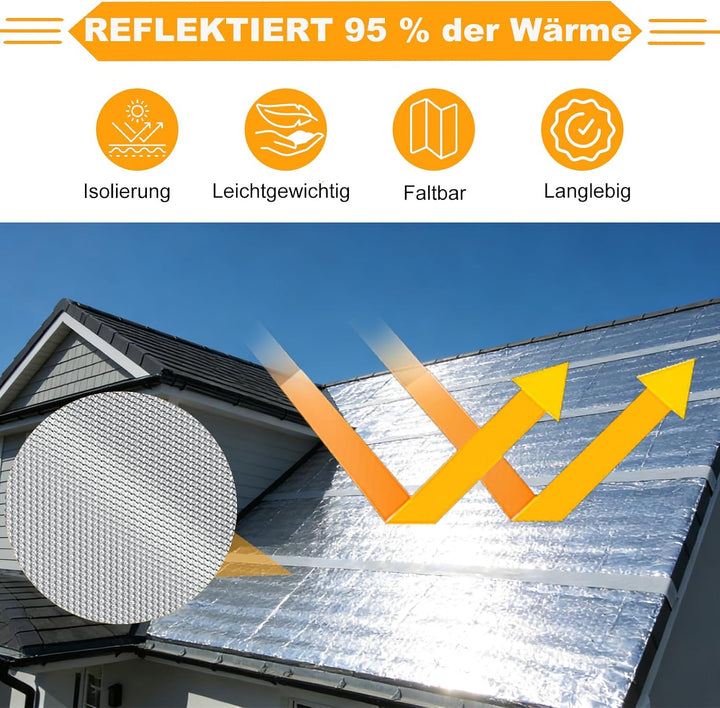 3.2 m x 120 cm Heizkörper Reflexionsfolie Heizung, 3mm Dicke Isolierfolie Dämmfolie Doppelseitige Al