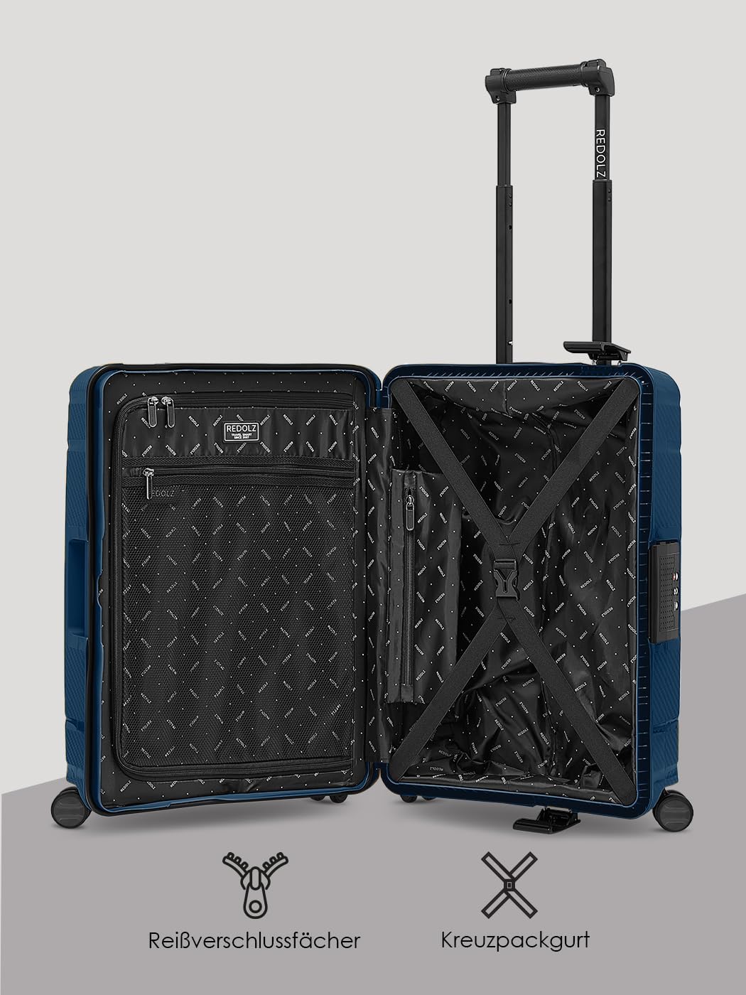 REDOLZ Hartschalen Kabinen-Koffer ohne Reissverschluss | 3-Punkt-Verschluss-System | Kleiner Trolley