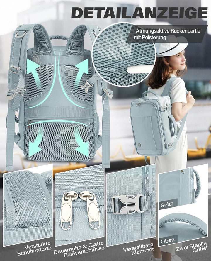 VANKEV für Ryanair Handgepäck 40x20x25 Laptop Rucksack Reiserucksack Klein Handgepäck Tasche Rucksac