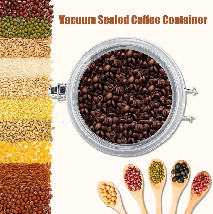 Acouto Kaffeedose aus Edelstahl, vakuumversiegelte Vorratsdose, Küchendose mit luftdichtem Klemmdeck