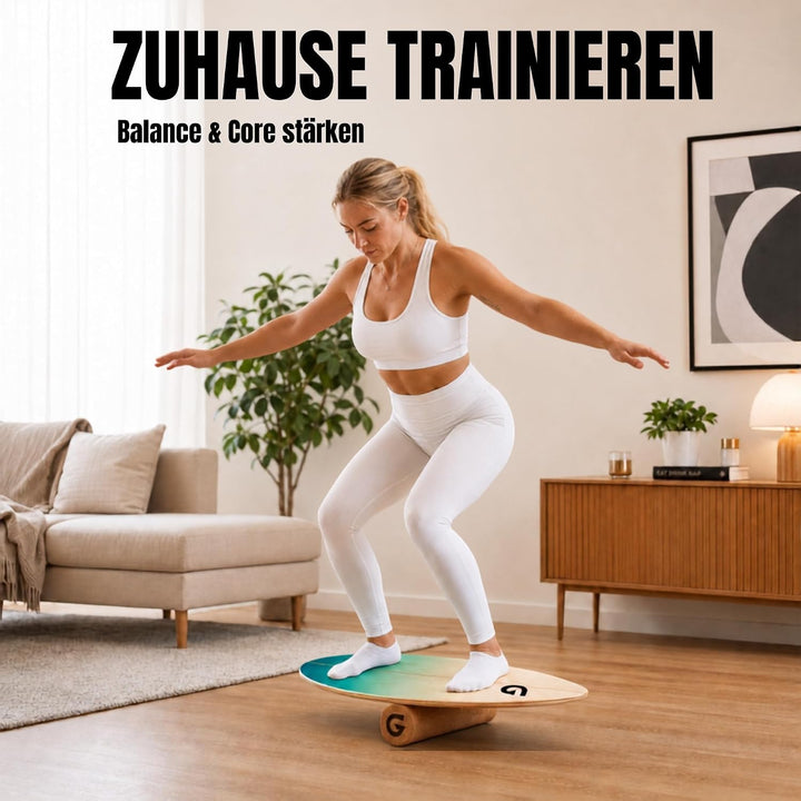 Glory Boards® Balance Board – Handmade - 100% Birkenholz - Inklusive Korkrolle - Optimal für Gleichg