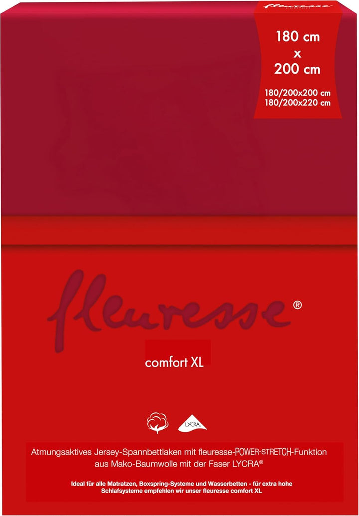 fleuresse 1119 XXL Jersey Stretch Spannbetttuch (96% Baumwolle, 4% Elasthan), mit Rumdumgummizug, Ök