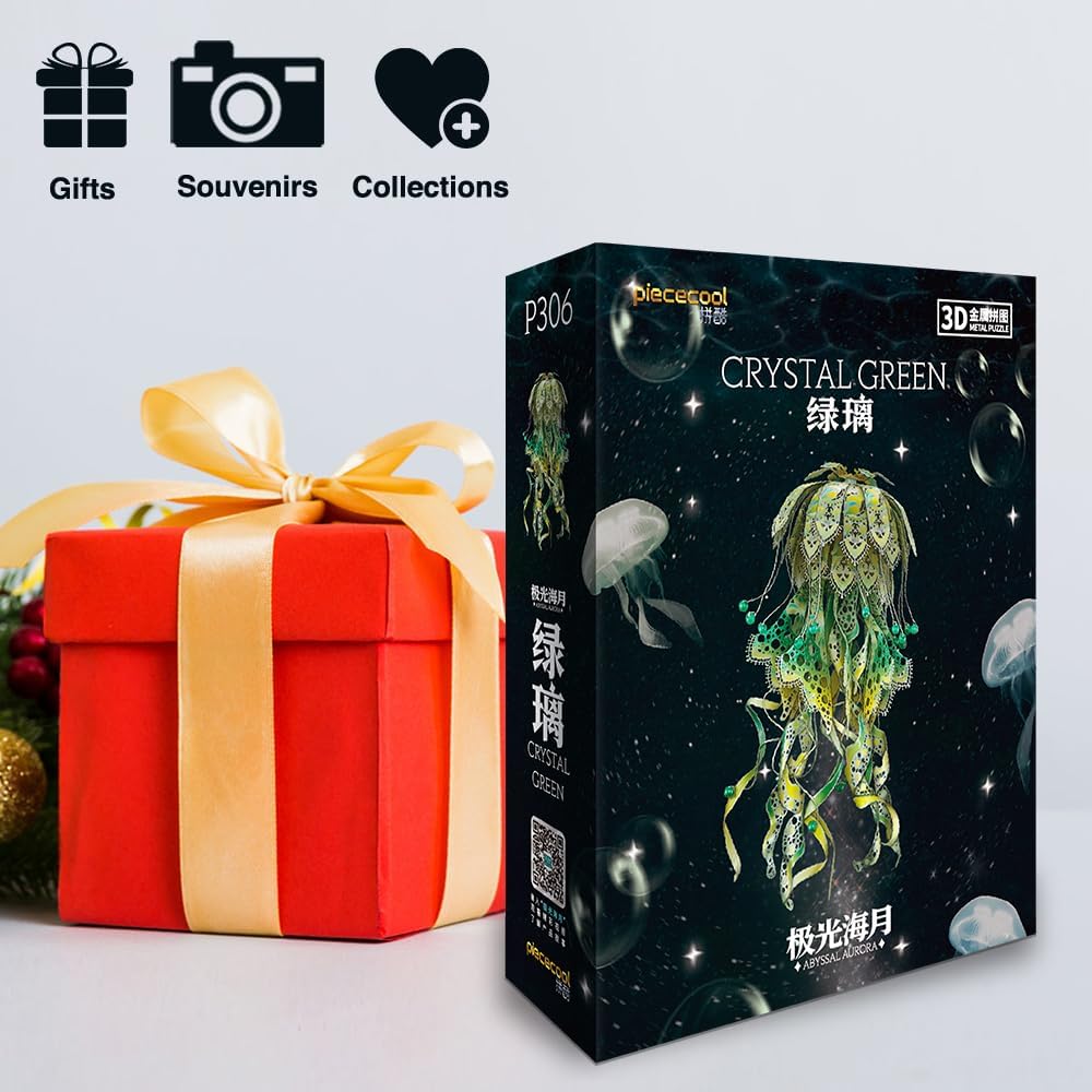 Piececool 3D Puzzle Metall Quallen, 3D Metall Puzzle Meeresbiologisches Modell für 340 Edelstahl, Ga