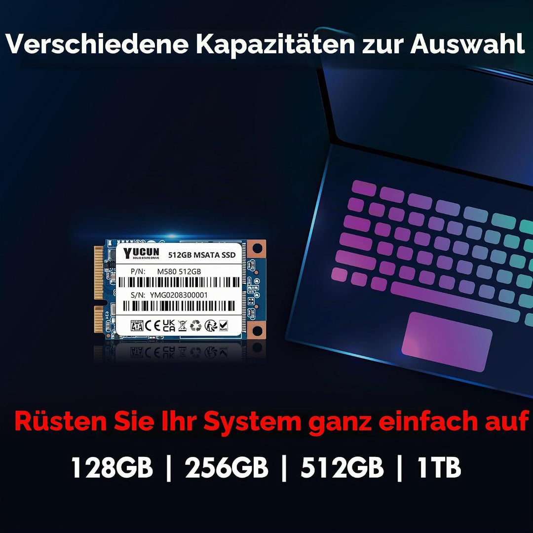YUCUN MSATA III Interne Solid State Drive 512GB SSD, 512GB