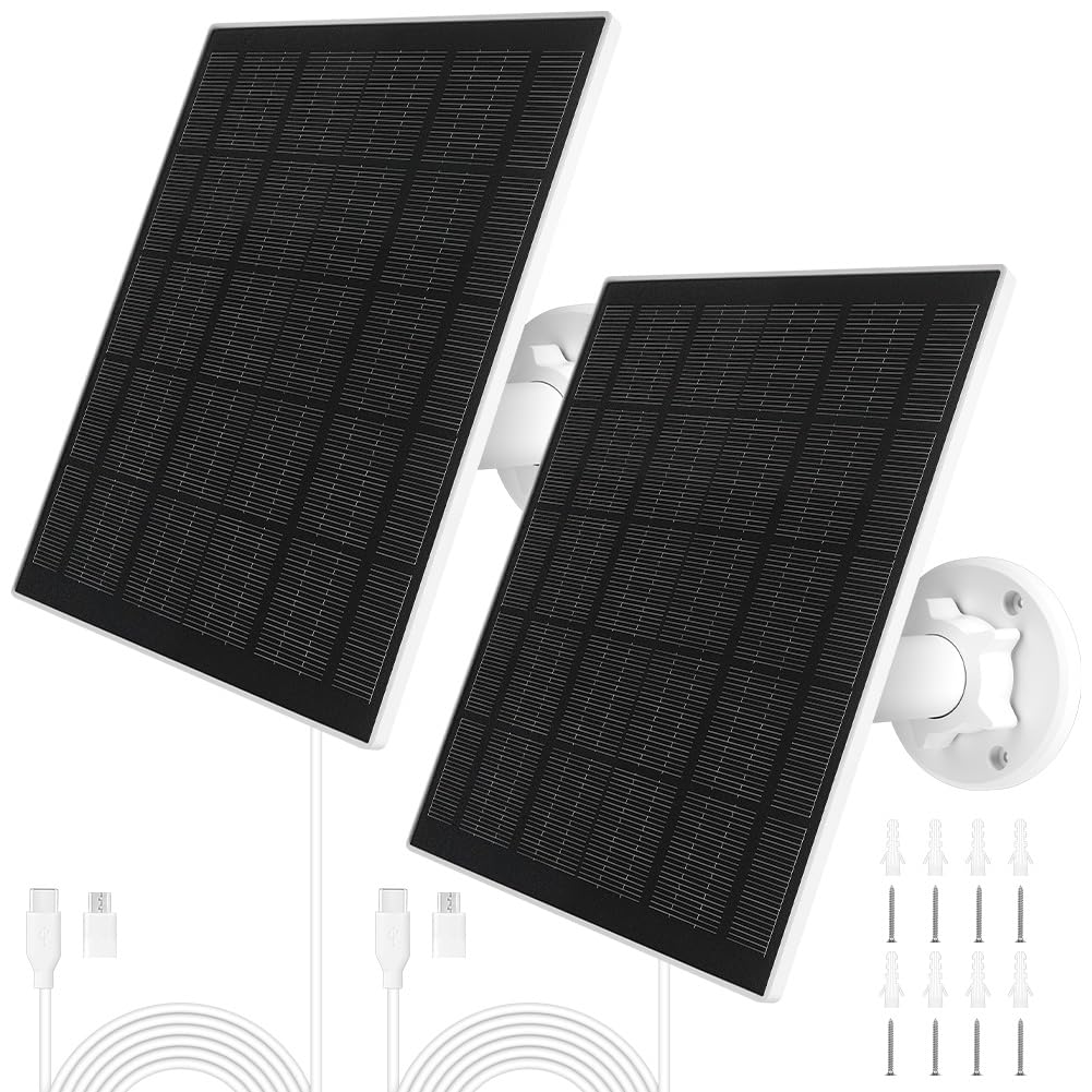 URAQT 2 Pack Solarpanel für Eufy kamera, 5W Kamera Solarpanel Kompatibel mit Eufycam, Solarmodul für