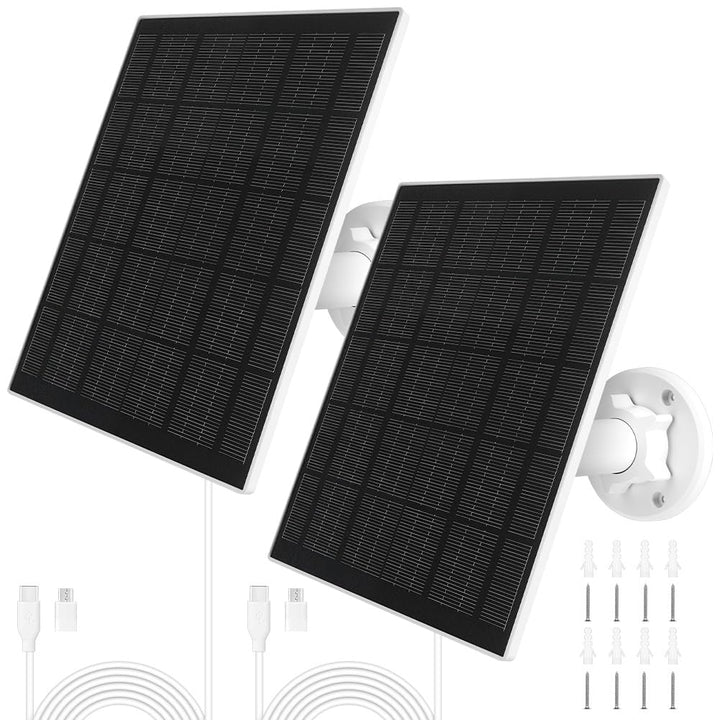 URAQT 2 Pack Solarpanel für Eufy kamera, 5W Kamera Solarpanel Kompatibel mit Eufycam, Solarmodul für