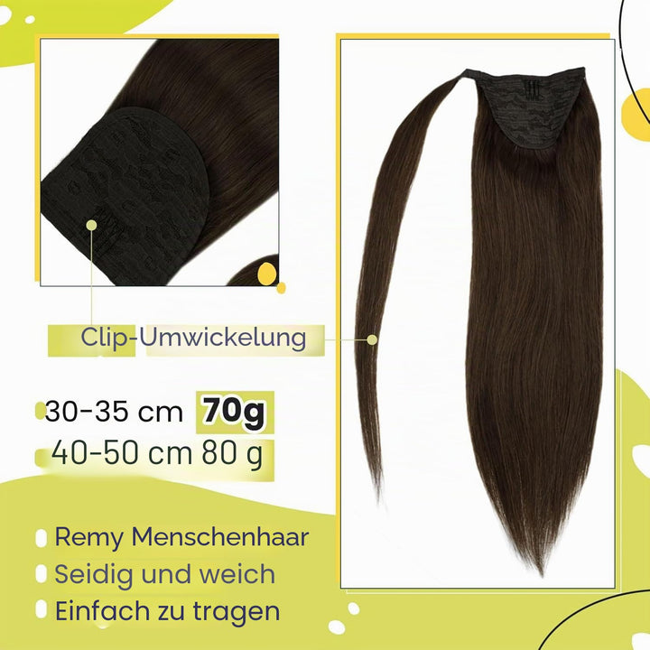 RUNATURE Echthaar Zopf Echte Haare Ponytail Extensions Echthaar Haar Pferdeschwanz Extensions Echtha