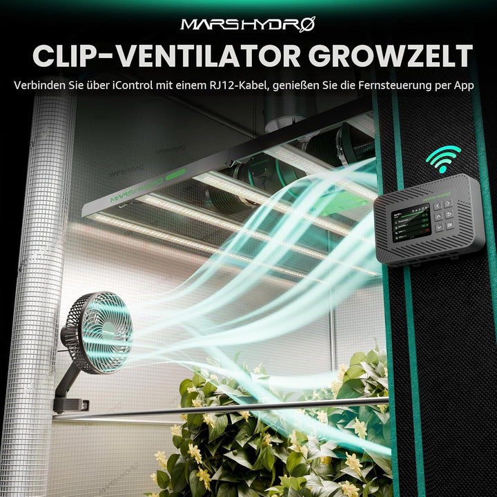MARS HYDRO Clip Ventilator Grow Oszillierend Leise Klein for Growzelt，3 Geschwindigkeitsstufen, Grow