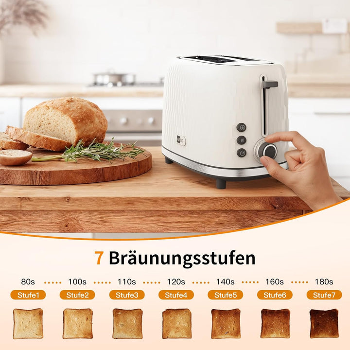 aeco toastlab ONE Toaster 2 Scheiben, 38 mm extra breite Schlitze, 7 Bräunungsstufen, 950 W, Auftau-
