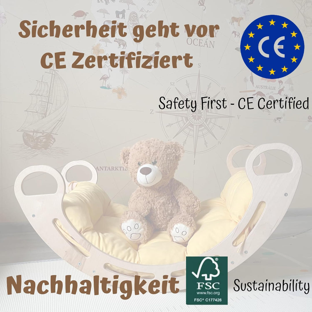 Klettergerüst Indoor für Kinder 85x41x39cm - Kletterbogen mit Kissen - Kletterdreieck mit Rutsche -