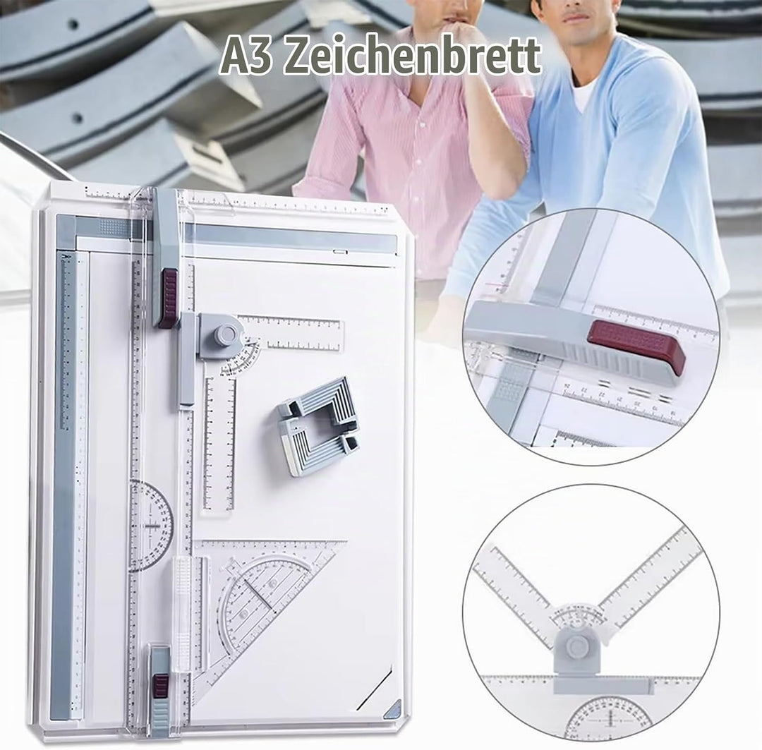NEWFUN Zeichenplatte A3, Zeichenbrett A3, Drawing Board, Multifunktionales Zeichenbrett für das Tech