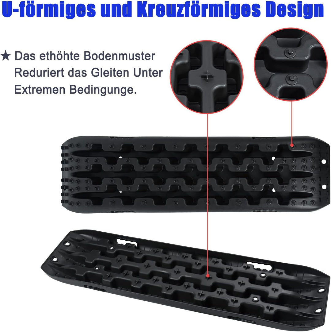 FIVMEN Sandbleche 2 Stück Anfahrhilfe mit Aufbewahrungstasche Offroad Zubehör für Wohnmobil Geländew