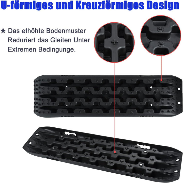 FIVMEN Sandbleche 2 Stück Anfahrhilfe mit Aufbewahrungstasche Offroad Zubehör für Wohnmobil Geländew