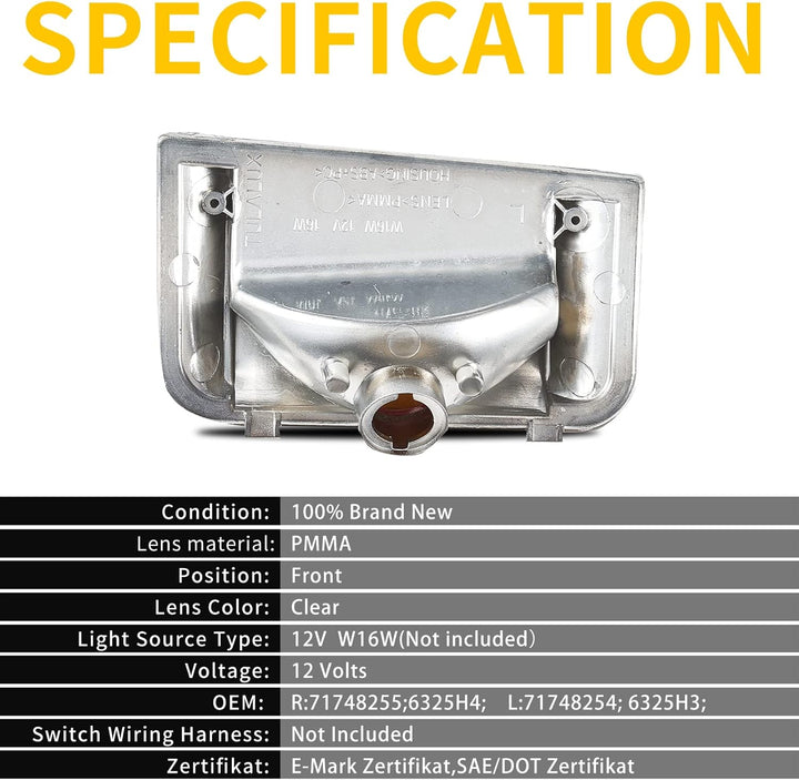 TOPTHAN 2X Blinkerleuchte Aussenspiegel Blinker passend für FIAT Ducato (250) 2006 UP Citroen Jumper