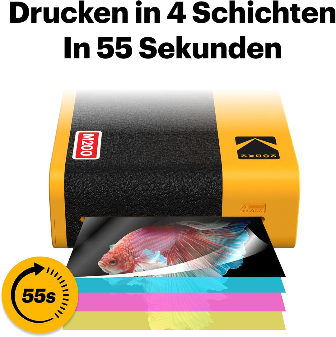 KODAK Mini 2 ERA 4PASS Mobiler Fotodrucker (5,3x8,6cm) (Gelb, Fotodrucker + 8 Blatts) Mini 2 Fotodru