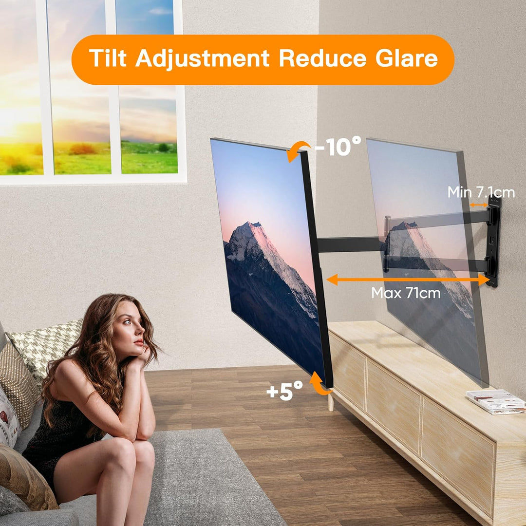 WHYFONE TV Wandhalterung Schwenkbar Halterung für 32-70 Zoll Flach&amp;Curved Fernseher, 180° Drehbar Fe
