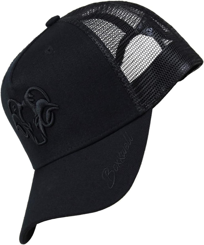 Bexxwell Trucker Cap schwarz mit 3D Logo-Stickerei (optimale Passform, Kappe, Black, Truckercap, Log
