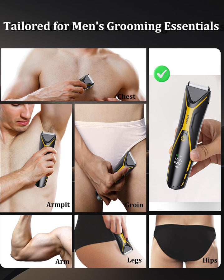 ENSSU Elektrischer intimrasierer mann, Type-C wiederaufladbar, Rasierer herren intimbereich mit LED-