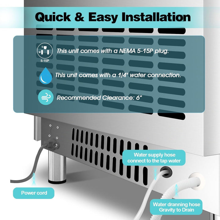 GSE Profi Eiswürfelmaschine 68 kg/24h - Industrieller Kompressor mit LED Display - Vollautomatischer